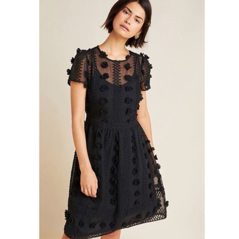 Anthropologie Sunday in Brooklyn Bonita Black Textured Mini Dressโ 6